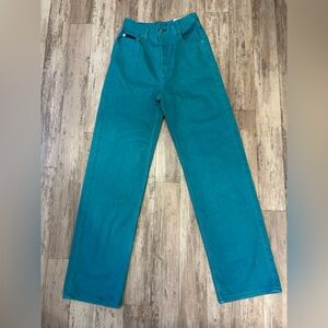 Calvin Klein Vintage Turquoise Denim High Waisted Relaxed Straight Leg Jeans